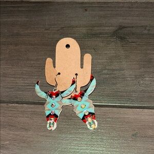 Vibrant Bull Skull Earrings